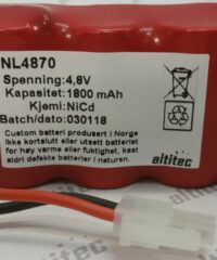 4,8v 1,6Ah nødlysbatteripakke m/ ledning og Molex Minifit 2-pol SBS 23x89x43 mm